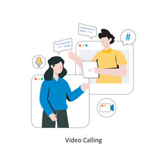 Video Calling flat style design vector illustration. stock illustration