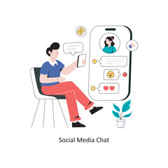 Social Media Chat flat style design vector illustration. stock illustration