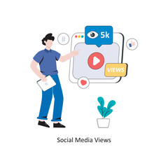 Social Media Views flat style design vector illustration. stock illustration