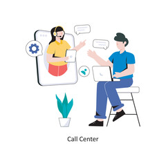Call Center flat style design vector illustration. stock illustration