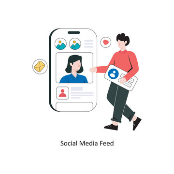 Social Media Feed flat style design vector illustration. stock illustration