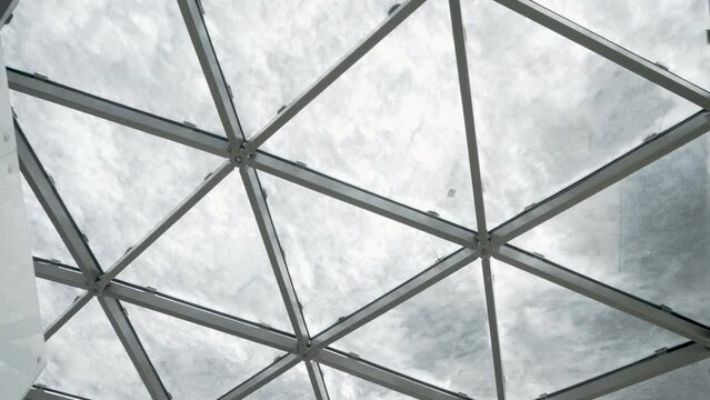 Snowed symmetrical glass roof