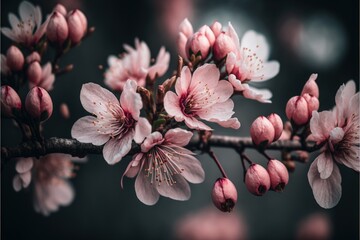 Beautiful pink cherry blossom flowers in spring