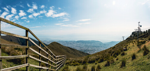 Fototapeta premium Cityscape of Quito city seen from the Pichincha volcano, Ecuador.