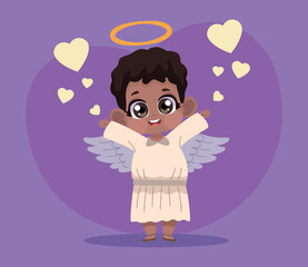 afro cupid angel with hearts