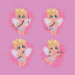 four blond cupid angels