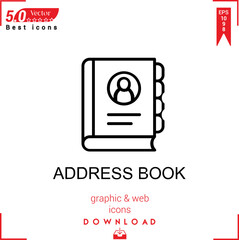 ADDRESS BOOK icon vector . Business marketing management, new icons , simple, isolated, application , logo, flat icon for website design or mobile applications, 
UI  UX design Editable stroke. EPS10