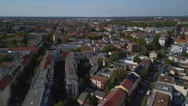 panorama overview east berlin Weissensee city Beautiful aerial view flight drone