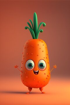 Cute Cartoon Carrot Character (Generative AI)