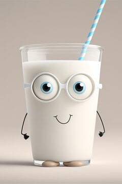 Cute Cartoon Glass of Milk