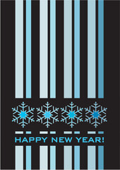 Christmas card with snowflakes and stripes on a black background. Happy New Year!