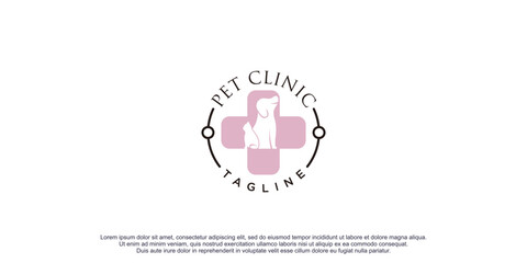 Pet clinic logo design icon vector illustration