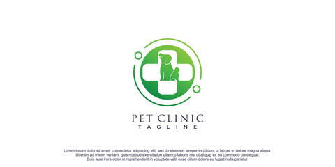 Pet clinic logo design icon vector illustration