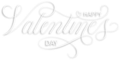 HAPPY VALENTINE'S DAY white banner with brush lettering on transparent background