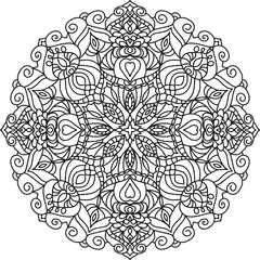 Mandala coloring book. Anti-stress coloring. Abstract vector black round, design - mandala, decorative element. 
