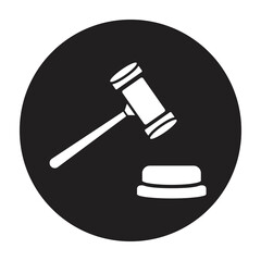 Hammer, law, legal insurance icon. Gray vector graphics.