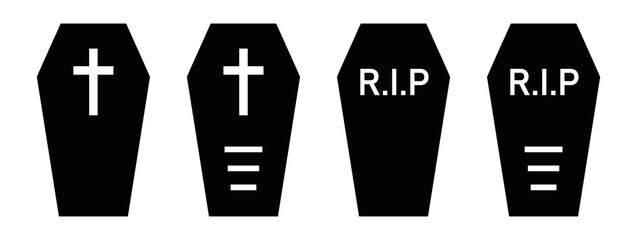 Coffin set icon, vector illustration