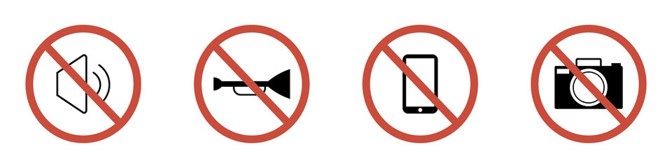 Prohibited signs, sound, photo, phone