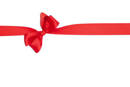 N&oelig;ud de ruban de satin pour paquet cadeau de couleur rouge, isol&eacute; sur du fond transparent.