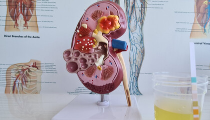 Normal urine hematuria and kidney analysis closeup