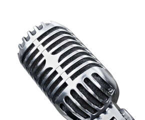 A retro classic silver music microphone