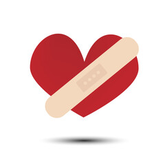 Painful heart injured by abuse. Broken heart idea Vector Stock Illustration.