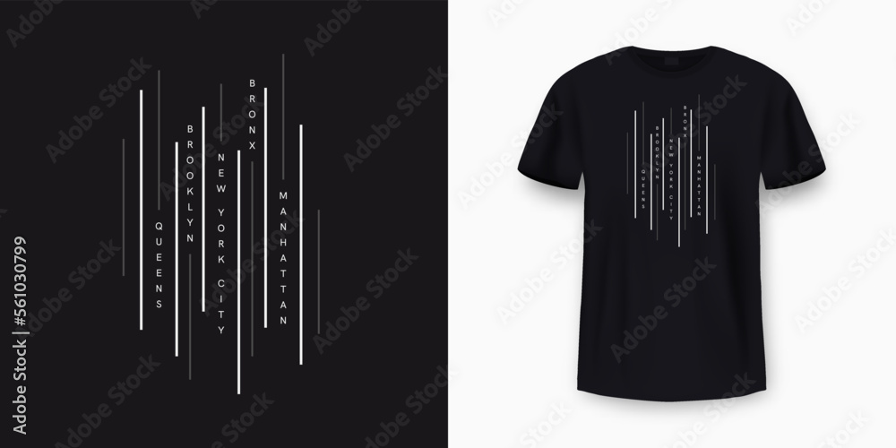 Wall mural New York City t-shirt design. Minimalist t-shirt print and apparel typography design with stylish text. New York print for t-shirt design. Vector