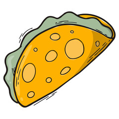 Fast food PNG taco element, doodle, clip art for stickers, prints, cards, magnets, sublimation, etc.