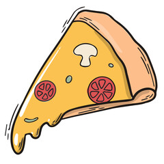 Fast food PNG pizza slice element, doodle, clip art for stickers, prints, cards, magnets, sublimation, etc.