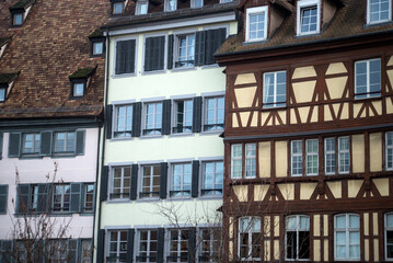 Fototapeta detail of medieval houses facades  in strasbourg obraz