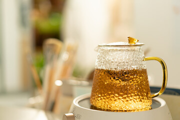 green tea in teapot