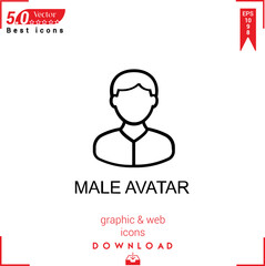MALE AVATAR icon vector . Business marketing management, new icons , simple, isolated, application , logo, flat icon for website design or mobile applications, 
UI  UX design Editable stroke. EPS10