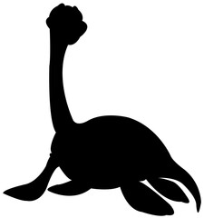 PNG black silhouette cute dinosaur. Silhouette cartoon animal design on transparent background. PNG file format Suitable for graphics websites and who require a silhouette transparent background(PNG).