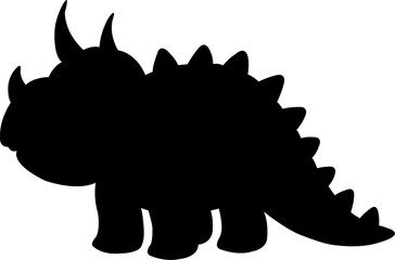 PNG black silhouette cute dinosaur. Silhouette cartoon animal design on transparent background. PNG file format Suitable for graphics websites and who require a silhouette transparent background(PNG).