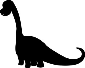 PNG black silhouette cute dinosaur. Silhouette cartoon animal design on transparent background. PNG file format Suitable for graphics websites and who require a silhouette transparent background(PNG).
