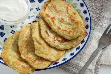 potato pancakes and sour cream