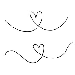 Valentine's Day love heart shape hand drawn vector clipart line outline minimalist simple shape.