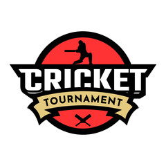 Cricket tournament. Sport logo, emblem. Vector illustration.