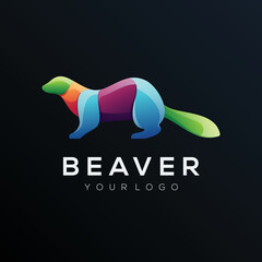 Logo illustration beaver gradient colorful style - obrazy, fototapety, plakaty