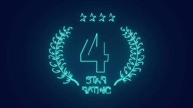 Four stars customer product rating excellent review award neon animation