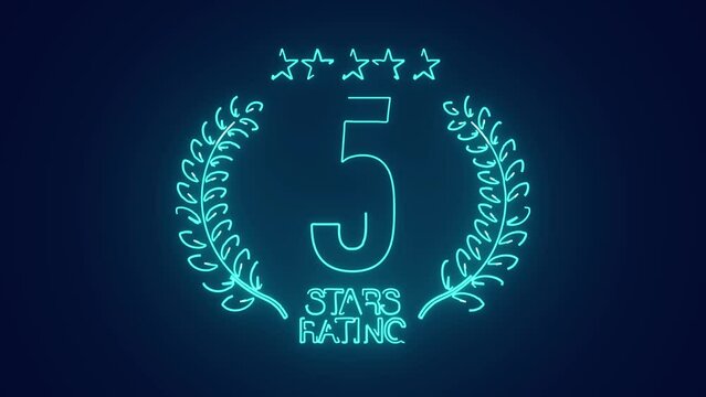 Five stars customer product rating excellent review award neon animation