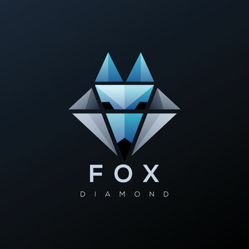 Logo illustration fox diamond gradient colorful style
