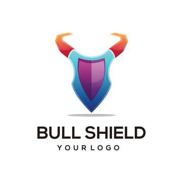 Logo illustration bull shield gradient colorful style