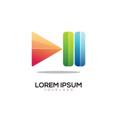Logo illustration play and pause gradient colorful style