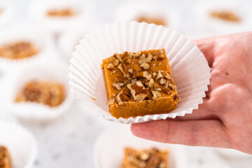 Pumpkin spice fudge with pecans