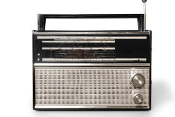 Black old retro worn radio