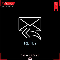 REPLY icon vector . Business marketing management, REPLY icons , simple, isolated, application , logo, flat icon for website design or mobile applications, 
UI  UX design Editable stroke. EPS10