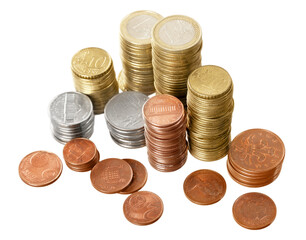 Big stacks of metal Coins money