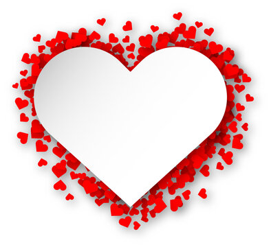 Background in the form of a large heart with red hearts for your inscription. Background for Valentine's Day. Background template for Valentine's Day. PNG image