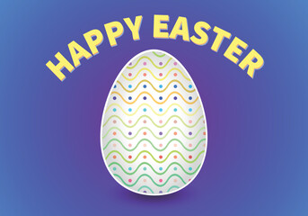 Happy Easter background with decorative Easter egg. Vector colorful ornamental egg on a isolated backdrop. Vector illustration